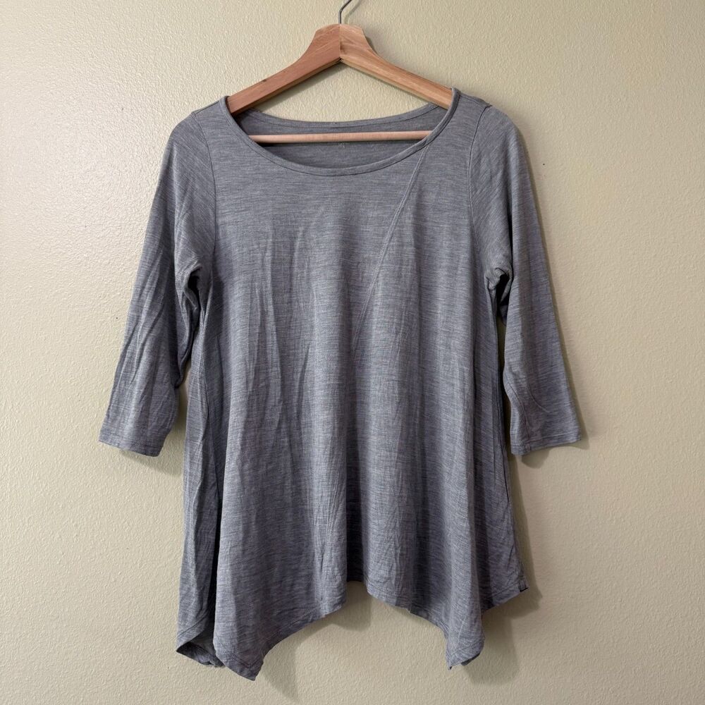 Eileen Fisher Silk Cotton Asymmetrical Tunic Top in Heather Gray Women's S